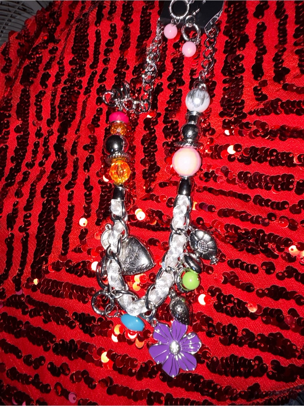 paparazzi Multicolor Charm Necklace with Purple Flower